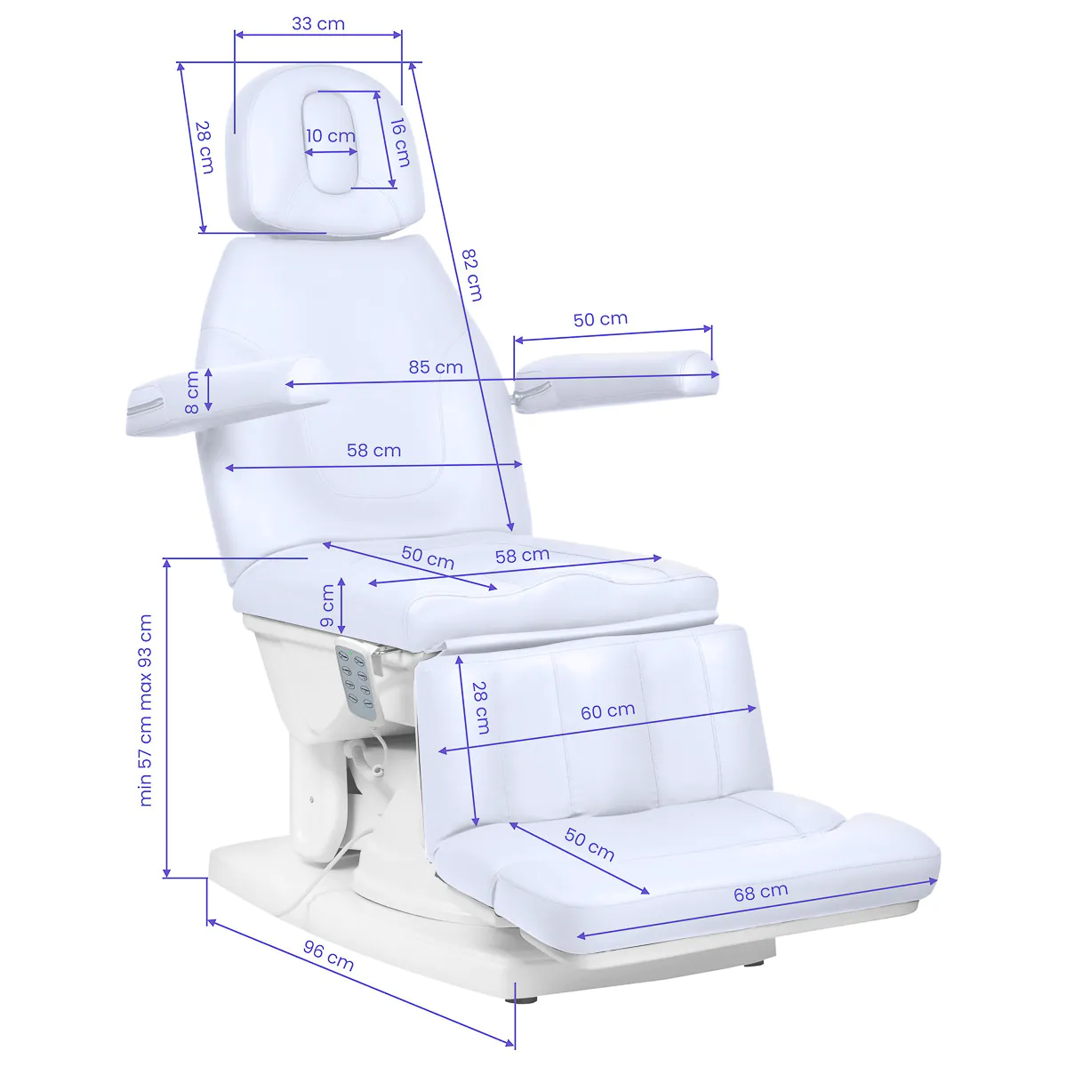 Fauteuil de soins esthétique kate blanc - mobilier esthétique pour salon SPA - Mobilier Esthétique Professionnel - Fauteuil Esthétique Électrique - Fauteuil esthétique électrique kate blanc
