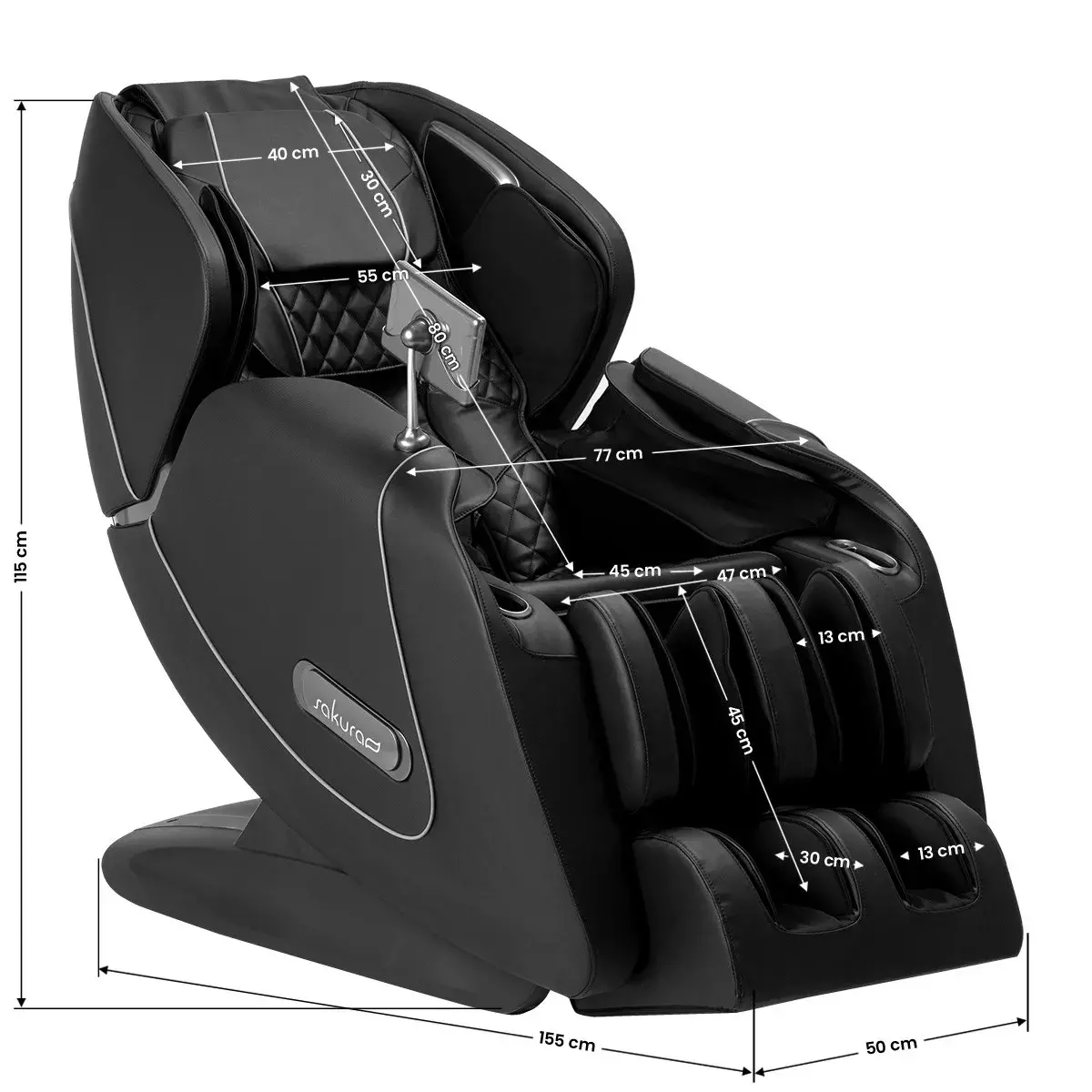 Fauteuil de massage Sakura Luxury 808 Full Black - Fauteuil massant de luxe - Fauteuil de massage professionnel - Fauteuil de massage SPA - Fauteuil de massage haut de gamme
