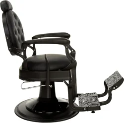 TOMMY Full Black Barber Chair - Professional Barber Chair - Vintage Barber Chair - Men's Hairdressing Chair - Vintage Hairdressing Chair - Professional Hairdressing Furniture - Professional Barber Furniture - Barber Seat - Barbershop Chair