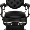 Fauteuil de barbier TOMMY Full Black - Fauteuil barbier professionnel - chaise de barbier vintage - fauteuil de coiffure pour homme - fauteuil de coiffure vintage - mobilier de coiffure professionnel - mobilier barbier professionnel - siège barber - fauteuil barbershop