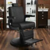 Fauteuil de barbier LEVI Black - Fauteuil barbier professionnel - chaise de barbier vintage - fauteuil de coiffure pour homme - fauteuil de coiffure vintage - mobilier de coiffure professionnel - mobilier barbier professionnel - siège barber - fauteuil barbershop