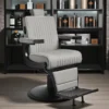 Fauteuil de barbier LEVI Gris - Fauteuil barbier professionnel - chaise de barbier vintage - fauteuil de coiffure pour homme - fauteuil de coiffure vintage - mobilier de coiffure professionnel - mobilier barbier professionnel - siège barber - fauteuil barbershop