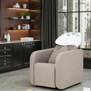 SYLVIA Beige Bac à shampoing SYLVIA Beige - Bac de lavage SYLVIA Beige - Bac de lavage professionnel - Bac de lavage de coiffure - Mobilier de coiffure professionnel