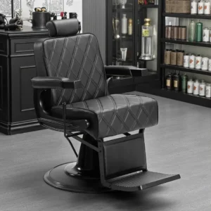 Fauteuil de barbier LEVI Gris - Fauteuil barbier professionnel - chaise de barbier vintage - fauteuil de coiffure pour homme - fauteuil de coiffure vintage - mobilier de coiffure professionnel - mobilier barbier professionnel - siège barber - fauteuil barbershop