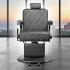 Fauteuil de barbier LEVI Gris - Fauteuil barbier professionnel - chaise de barbier vintage - fauteuil de coiffure pour homme - fauteuil de coiffure vintage - mobilier de coiffure professionnel - mobilier barbier professionnel - siège barber - fauteuil barbershop
