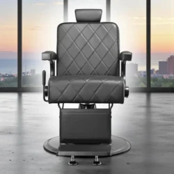LEVI Black Barber Chair - Professional Barber Chair - Vintage Barber Chair - Men's Hairdressing Chair - Vintage Hairdressing Chair - Professional Hairdressing Furniture - Professional Barber Furniture - Barber Seat - Barbershop Chair