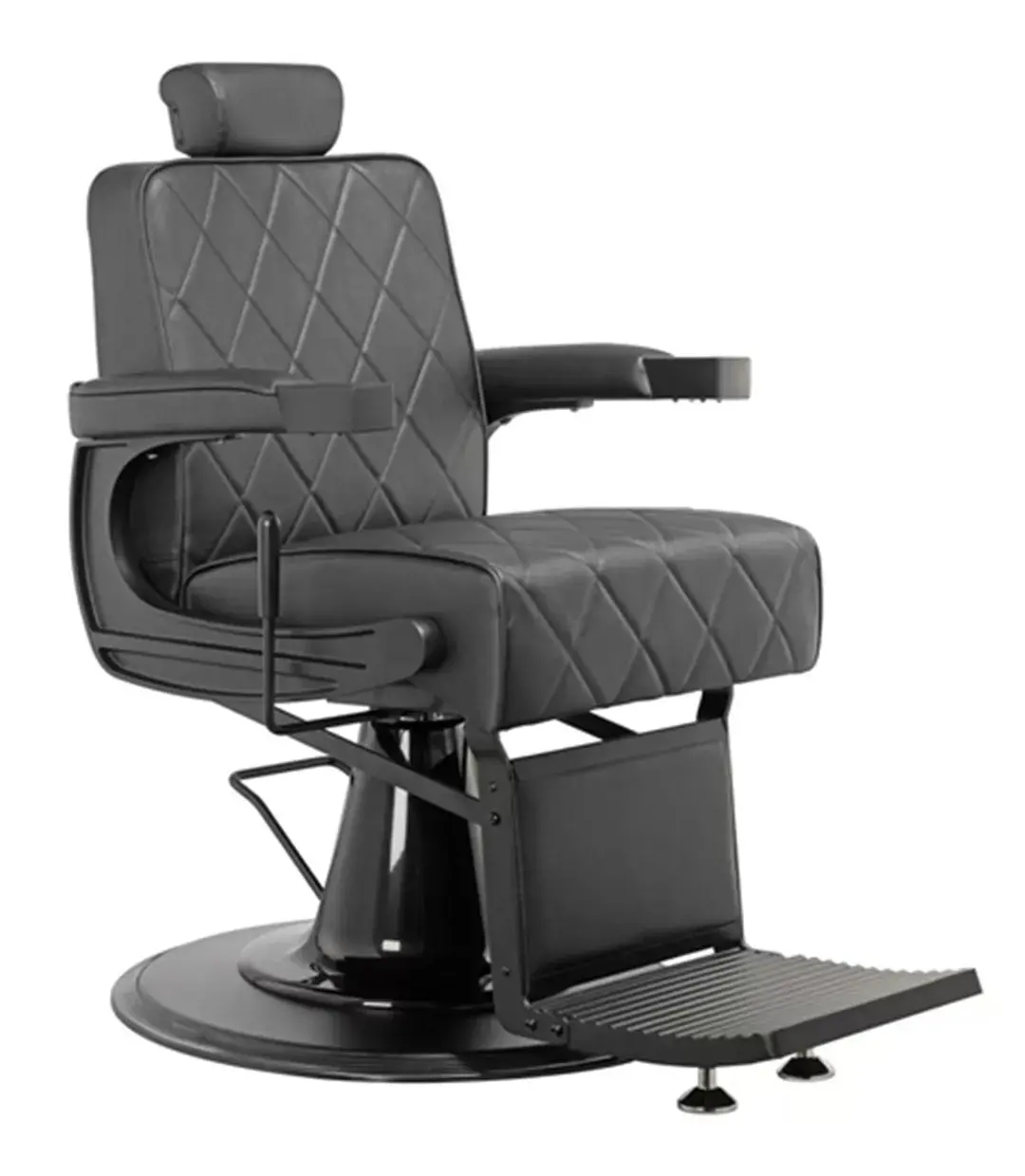 Fauteuil de barbier LEVI Gris - Fauteuil barbier professionnel - chaise de barbier vintage - fauteuil de coiffure pour homme - fauteuil de coiffure vintage - mobilier de coiffure professionnel - mobilier barbier professionnel - siège barber - fauteuil barbershop