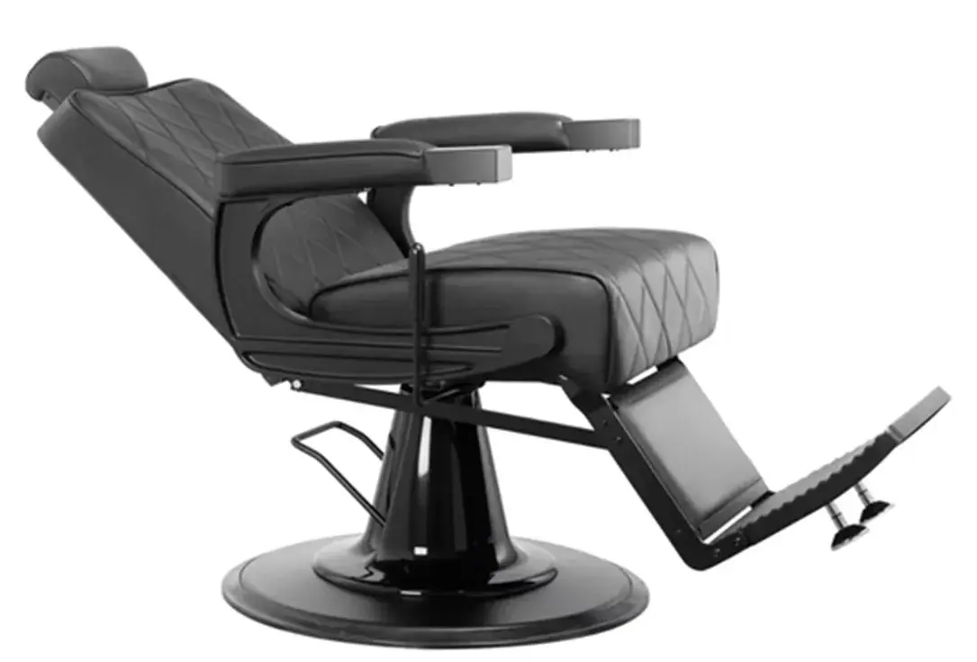 Fauteuil de barbier LEVI Gris - Fauteuil barbier professionnel - chaise de barbier vintage - fauteuil de coiffure pour homme - fauteuil de coiffure vintage - mobilier de coiffure professionnel - mobilier barbier professionnel - siège barber - fauteuil barbershop