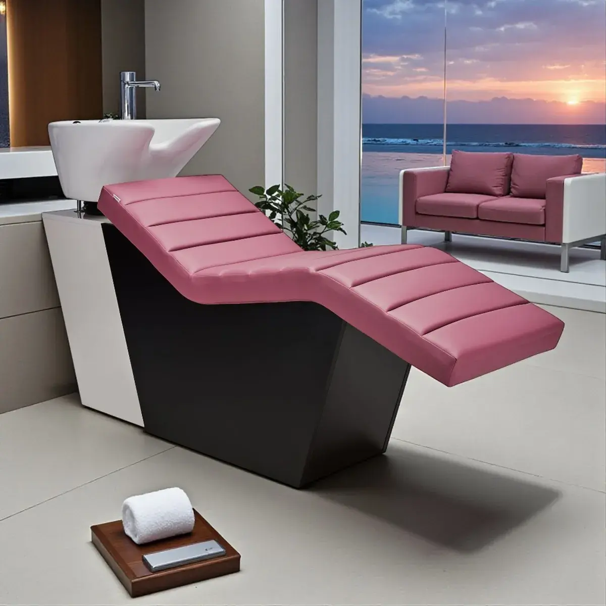 OHANA E (10) Bac à shampoing OHANA E - Bac à shampoing professionnel - Bac à shampoing allongé - Mobilier de coiffure professionnel - bac de lavage professionnel