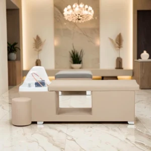 Table Head SPA professionnelle - Lit esthétique haut de gamme - Mobilier bien‑être premium - Soin cuir chevelu vapeur - Lit de massage spa - Table spa avec vapeur - Arche Waterfall hydromassage - Équipement institut beauté - Table de soin ergonomique - Mobilier spa design