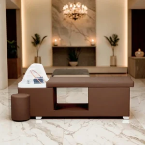 Table Head SPA professionnelle - Lit esthétique haut de gamme - Mobilier bien‑être premium - Soin cuir chevelu vapeur - Lit de massage spa - Table spa avec vapeur - Arche Waterfall hydromassage - Équipement institut beauté - Table de soin ergonomique - Mobilier spa design
