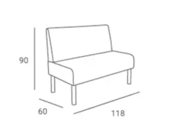 ANDY (7) ANDY waiting sofa ANDY waiting room sofa - Hair salon sofa - Professional hairdressing furniture - 2-seater waiting sofa - ANDY waiting bench