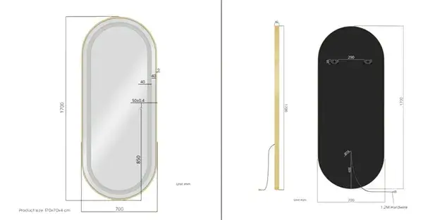coiffeuse murale Miroir de coiffure AURA - Poste de coiffage AURA - Mobilier pour salon de coiffure - Poste de coiffure professionnel - Miroir de coiffure avec led AURA - Poste de coiffage Agathe CG - Mobilier pour salon de coiffure - Poste de coiffure professionnel