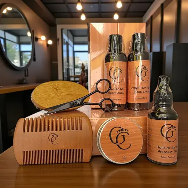 Coffret Soins de Barbe GC - Coffret barber vintage - Kit soins de barbe - idée cadeau pour homme - Coffret entretien barbe
