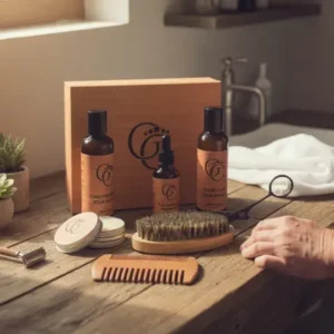 Coffret Soins de Barbe GC - Coffret barber vintage - Kit soins de barbe - idée cadeau pour homme - Coffret entretien barbe