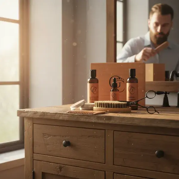 Coffret Soins de Barbe GC - Coffret barber vintage - Kit soins de barbe - idée cadeau pour homme - Coffret entretien barbe