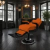 Fauteuil barbier Premium New School orange - Fauteuil barbier dossier massant - chaise barbier dossier massant - mobilier de barbier professionnel - Fauteuil barbier haut de gamme - johnbarbersons - john barber - fauteuil barbier massant - chaise barbier massant