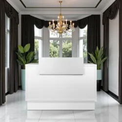 Comptoir Caisse Thierry 2222 -Meuble de réception Thierry 2222 -comptoir d'accueil Thierry - mobilier de coiffure professionnel - comptoir caisse salon de coiffure - comptoir caisse blanche - meuble de réception