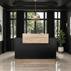 Comptoir Caisse Thierry 9816 -Meuble de réception Thierry 9816 -comptoir d'accueil Thierry - mobilier de coiffure professionnel - comptoir caisse salon de coiffure - comptoir caisse blanche - meuble de réception