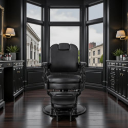 MARK B (1) Fauteuil de barbier MARK B - Fauteuil barbier vintage - chaise barbier professionnel - massant - mobilier de barbier professionnel - Fauteuil barbier haut de gamme - fauteuil de coiffure pour homme