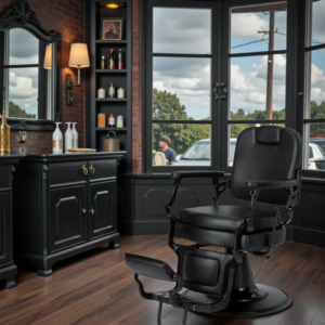 Fauteuil de barbier MARK B - Fauteuil barbier vintage - chaise barbier professionnel - massant - mobilier de barbier professionnel - Fauteuil barbier haut de gamme - fauteuil de coiffure pour homme