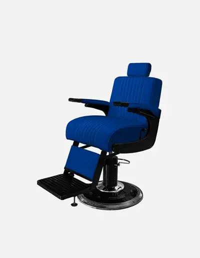 Fauteuil barbier Premium New School Bleu - Fauteuil barbier dossier massant - chaise barbier dossier massant - mobilier de barbier professionnel - Fauteuil barbier haut de gamme - johnbarbersons - john barber - fauteuil barbier massant - chaise barbier massant