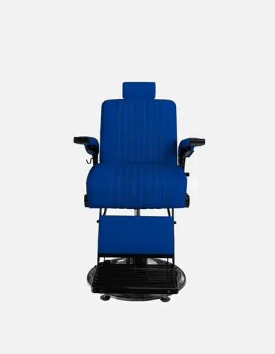 Fauteuil barbier Premium New School Bleu - Fauteuil barbier dossier massant - chaise barbier dossier massant - mobilier de barbier professionnel - Fauteuil barbier haut de gamme - johnbarbersons - john barber - fauteuil barbier massant - chaise barbier massant