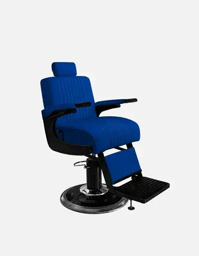 Fauteuil barbier Premium New School Bleu - Fauteuil barbier dossier massant - chaise barbier dossier massant - mobilier de barbier professionnel - Fauteuil barbier haut de gamme - johnbarbersons - john barber - fauteuil barbier massant - chaise barbier massant
