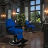 Fauteuil barbier Premium New School Bleu - Fauteuil barbier dossier massant - chaise barbier dossier massant - mobilier de barbier professionnel - Fauteuil barbier haut de gamme - johnbarbersons - john barber - fauteuil barbier massant - chaise barbier massant