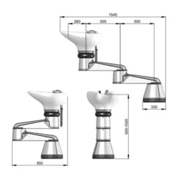 colonne de lavage Rondolore - Bras pivotant articulé avec trois points - Colonne de lavage avec bras pivotant - Mobilier de coiffure professionnel - bac de lavage pour salon de coiffure - bac de lavage Greiner - meuble pour salon de coiffure - greiner - salon de coiffure haut de gamme