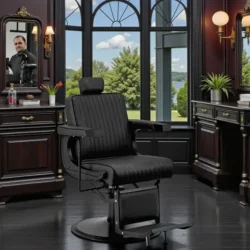 Fauteuil de barbier Visionerio B - Fauteuil barbier vintage - chaise barbier professionnel - massant - mobilier de barbier professionnel - Fauteuil barbier haut de gamme - fauteuil de coiffure pour homme