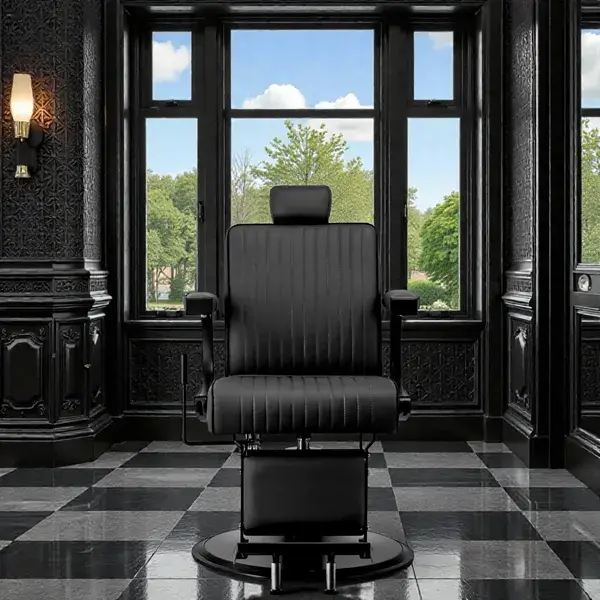 Fauteuil de barbier Visionerio B - Fauteuil barbier vintage - chaise barbier professionnel - massant - mobilier de barbier professionnel - Fauteuil barbier haut de gamme - fauteuil de coiffure pour homme