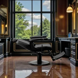 Fauteuil de barbier Visionerio B - Fauteuil barbier vintage - chaise barbier professionnel - massant - mobilier de barbier professionnel - Fauteuil barbier haut de gamme - fauteuil de coiffure pour homme