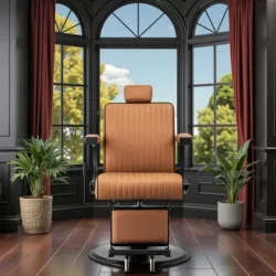 Fauteuil de barbier Visionerio BR - Fauteuil barbier vintage - chaise barbier professionnel - massant - mobilier de barbier professionnel - Fauteuil barbier haut de gamme - fauteuil de coiffure pour homme