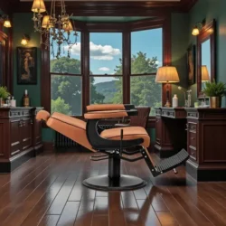 Fauteuil de barbier Visionerio BR - Fauteuil barbier vintage - chaise barbier professionnel - massant - mobilier de barbier professionnel - Fauteuil barbier haut de gamme - fauteuil de coiffure pour homme