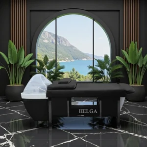 HELGA NOIRE PREMIUM (4) Table head spa helga noire premium - Table Head SPA avec vapeur - table Head SPA professionnelle - table Head SPA avec raccordement - Lit Head SPA professionnel - Mobilier professionnel esthétique spa