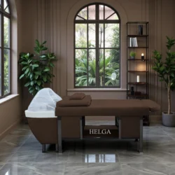 Helga Marron Premium (1) Table head spa helga beige premium - Table Head SPA with steam - table Head SPA professional - table Head SPA with connection - Bed Head SPA professional - Furniture professional aesthetic spa