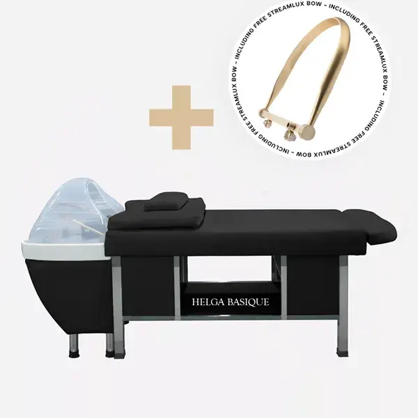 Table head spa helga noire basique - Table Head SPA avec vapeur - table Head SPA professionnelle - table Head SPA avec raccordement - Lit Head SPA professionnel - Mobilier professionnel esthétique spa