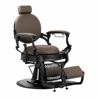 Fauteuil de barbier Matteo BR - chaise de Barbier Matteo BR - Fauteuil de coiffure pour homme - chaise de coiffure vintage - mobilier de barbier professionnel