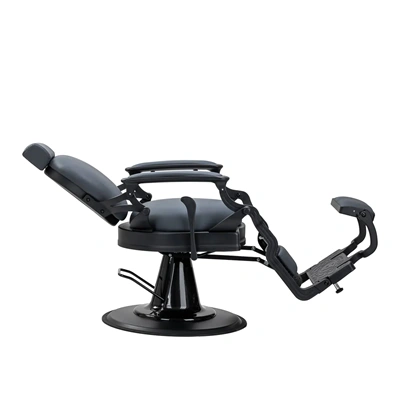 Fauteuil de barbier Matteo Graphite- chaise de Barbier Matteo Graphite - Fauteuil de coiffure pour homme - chaise de coiffure vintage - mobilier de barbier professionnel