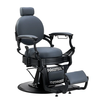 Fauteuil de barbier Matteo Graphite- chaise de Barbier Matteo Graphite - Fauteuil de coiffure pour homme - chaise de coiffure vintage - mobilier de barbier professionnel