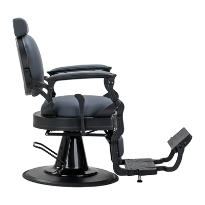 Fauteuil de barbier Matteo Graphite- chaise de Barbier Matteo Graphite - Fauteuil de coiffure pour homme - chaise de coiffure vintage - mobilier de barbier professionnel