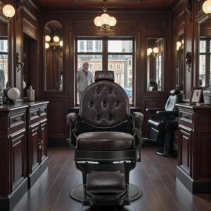 Fauteuil de Barbier Wolf Brown - Fauteuil Barbier Wolf Brown - Chaise Barbier Wolf Brown - Fauteuil de coiffure barbier Wolf Brown - mobilier de coiffure haut de gamme