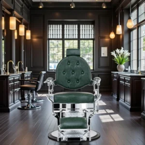 Wolf Barber Chair Green Silver - Wolf Barber Chair Green Silver - Wolf Barber Chair Green Silver - Wolf Barber Chair Green Silver - High-end Hairdressing Furniture - Barbershop - Barber
