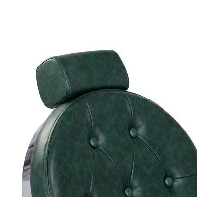 Fauteuil de Barbier Wolf vert silver - Fauteuil Barbier Wolf vert silver - Chaise Barbier Wolf vert silver - Fauteuil de coiffure barbier Wolf vert silver - mobilier de coiffure haut de gamme - barbershop - barber