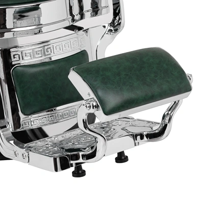 Fauteuil de Barbier Wolf vert silver - Fauteuil Barbier Wolf vert silver - Chaise Barbier Wolf vert silver - Fauteuil de coiffure barbier Wolf vert silver - mobilier de coiffure haut de gamme - barbershop - barber