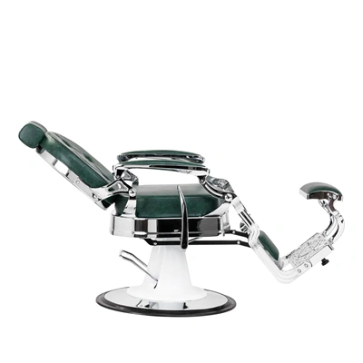Fauteuil de Barbier Wolf vert silver - Fauteuil Barbier Wolf vert silver - Chaise Barbier Wolf vert silver - Fauteuil de coiffure barbier Wolf vert silver - mobilier de coiffure haut de gamme - barbershop - barber