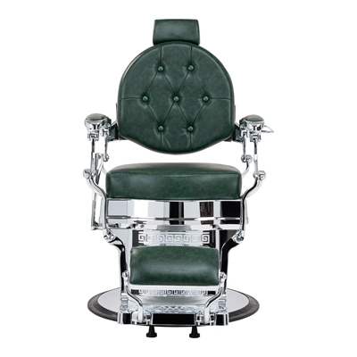Fauteuil de Barbier Wolf vert silver - Fauteuil Barbier Wolf vert silver - Chaise Barbier Wolf vert silver - Fauteuil de coiffure barbier Wolf vert silver - mobilier de coiffure haut de gamme - barbershop - barber