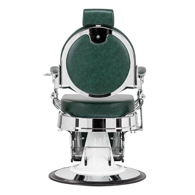 Fauteuil de Barbier Wolf vert silver - Fauteuil Barbier Wolf vert silver - Chaise Barbier Wolf vert silver - Fauteuil de coiffure barbier Wolf vert silver - mobilier de coiffure haut de gamme - barbershop - barber