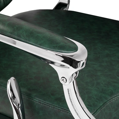 Fauteuil de Barbier Wolf vert silver - Fauteuil Barbier Wolf vert silver - Chaise Barbier Wolf vert silver - Fauteuil de coiffure barbier Wolf vert silver - mobilier de coiffure haut de gamme - barbershop - barber